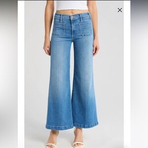 Mother Denim Lil' Hustler Roller Patch Pocket Sneak Wide Leg Jeans